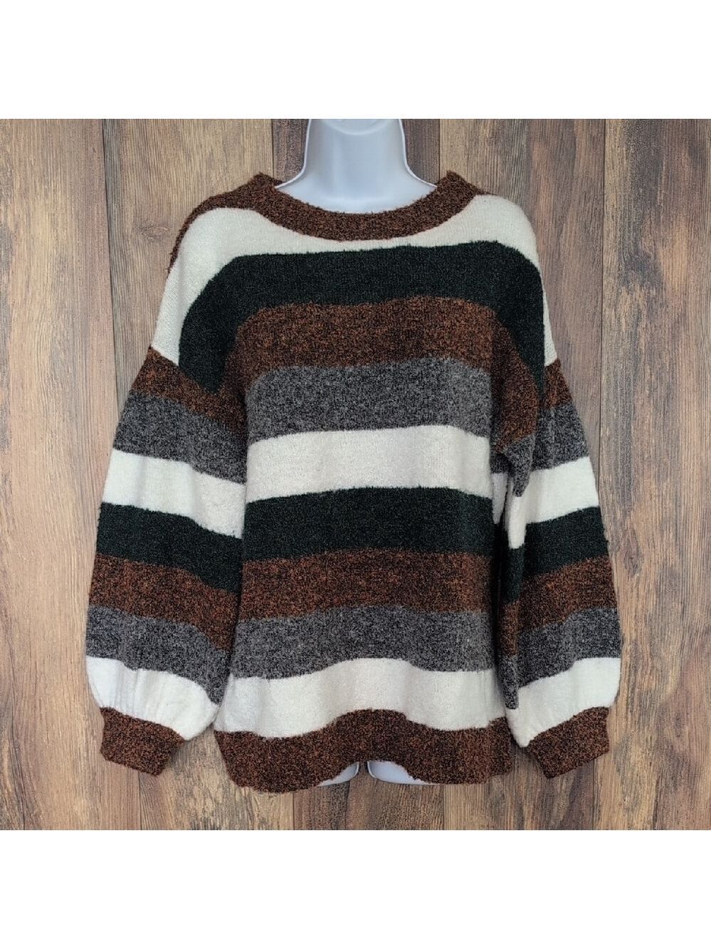 Impressions Striped Crew Neck Oversized M H131